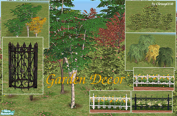 Sims 2 — Garden Decor by chrissy6930 — Various items to decorate your garden: Wrought iron tree fence, small trees and