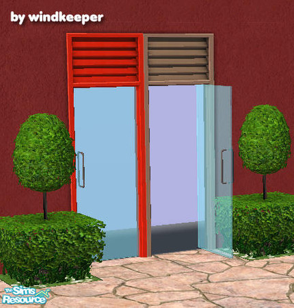 Sims 2 — HM glass door 2 by Windkeeper — Improved Maxis glass door - no metal brackets on glass and thin handle. Uses all