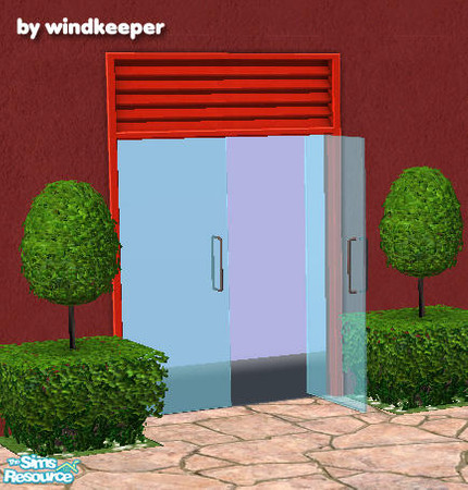 Sims 2 — HM double glass door by Windkeeper — Improved Maxis glass door - no metal brackets on glass and thin handle.