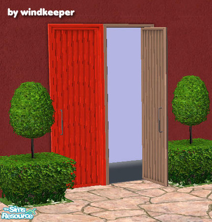Sims 2 — HM solid door 2 by Windkeeper — Matches Maxis OFB full wall glass doors and uses all their colors.
