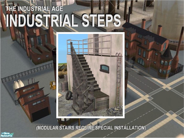Sims 2 — Industial Old Metal Modular Stairs by Cyclonesue — These are the very stairs made whilst writing the beginner's