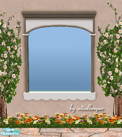 Sims 2 — Storybook 2-tile window - aged wood by Windkeeper — Recolor of OFB Storybook 2-tile window. Will also work for
