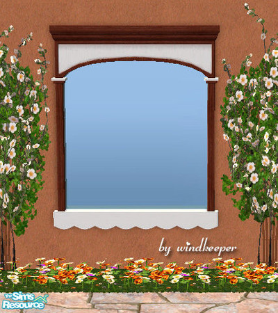 Sims 2 — Storybook 2-tile window - dark wood by Windkeeper — Recolor of OFB Storybook 2-tile window. Will also work for