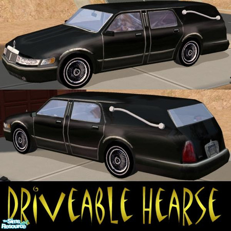 Sims 2 — Drivable Hearse - New Mesh by Dr Pixel — Your Vampires need a car, but wouldn't be caught "undead"