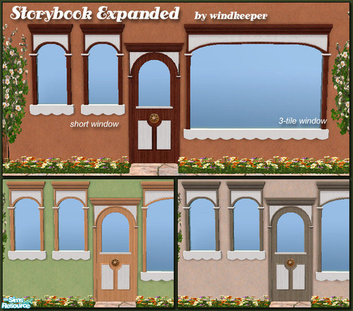 Sims 2 — Storybook Expanded by Windkeeper — Requires OFB. Includes a Storybook match shorter window, a 3-tile wide