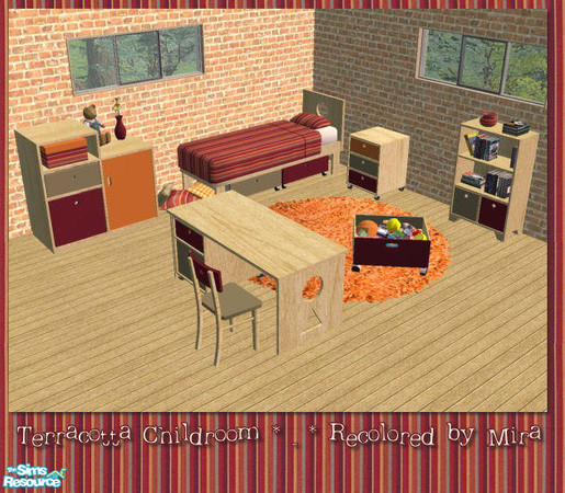 Sims 2 — Terracotta Childroom by mirake — This room is ideal for your boys AND girls simmies. The set contains a