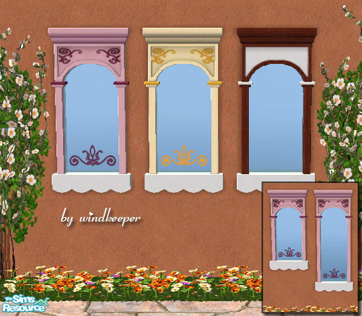 Sims 2 — Storybook short window diagonal by Windkeeper — Diagonal version of Storybook short window from this set.