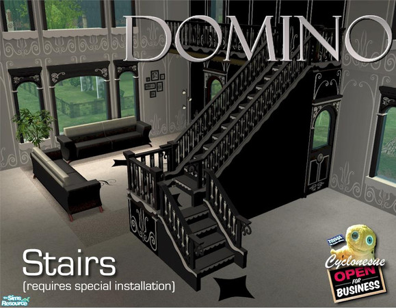 Sims 2 — Black and White Modular Stairs by Cyclonesue — REQUIRES OPEN FOR BUSINESS. These stairs require special