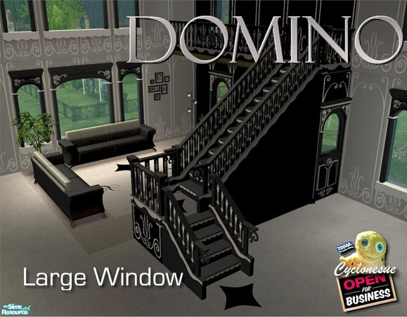 Sims 2 — Black and White 2 Tile Window by Cyclonesue — REQUIRES OPEN FOR BUSINESS. A set of stairs, fence, windows, door