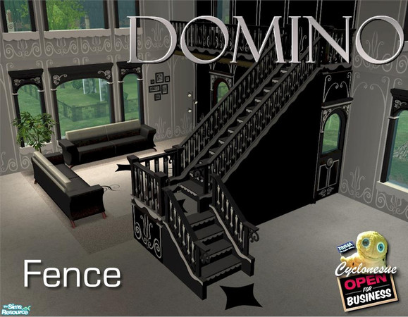 Sims 2 — Black and White Fence by Cyclonesue — REQUIRES OPEN FOR BUSINESS. A set of stairs, fence, windows, door and