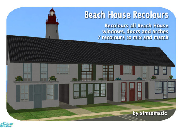 Sims 2 — Beach House Recolours by simtomatic — Recolours the Beach House doors, windows and arches in 7 different