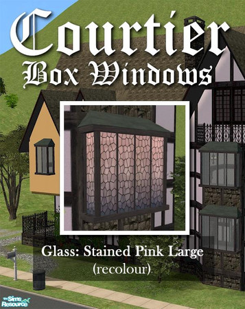 Sims 2 — Courtier Large GLASS (pink stained) by Cyclonesue — This is the GLASS only (the main frame is separate and can