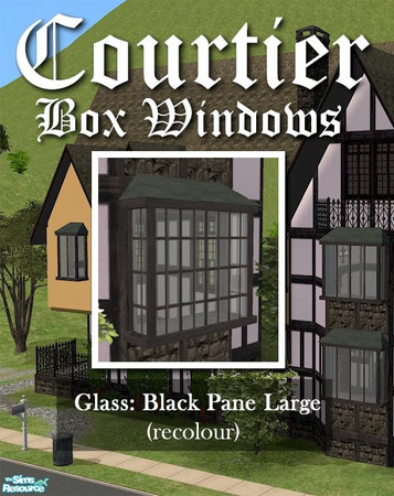 Sims 2 — Courtier Large GLASS (black panes) by Cyclonesue — This is the GLASS only (the main frame is separate and can be