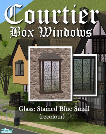 Sims 2 — Courtier Single GLASS (stained blue) by Cyclonesue — This is the GLASS only (frame recolours are separate).
