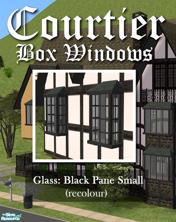 Sims 2 — Courtier Single GLASS (black panes) by Cyclonesue — This is the GLASS only (frame recolours are separate). Don't