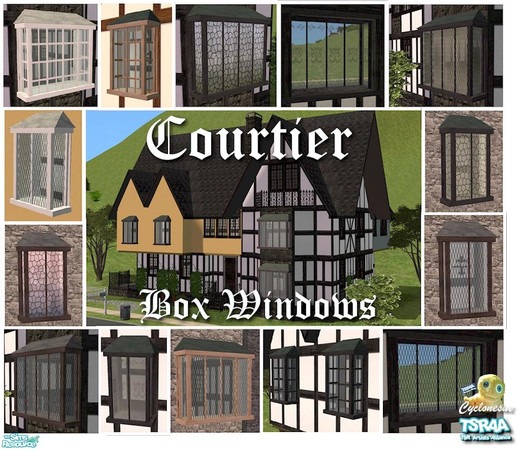 Sims 2 — Courtier Box Windows by Cyclonesue — Meshes for double and single width box windows (includes meshes for