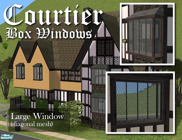 Sims 2 — Courtier Large Window MESH (diagonal) by Cyclonesue — This is the DIAGONAL MESH. Don't forget to download the