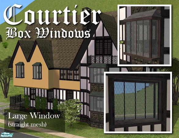 Sims 2 — Courtier Large Window MESH (straight) by Cyclonesue — This is the straight version of the 2-tile box window. You