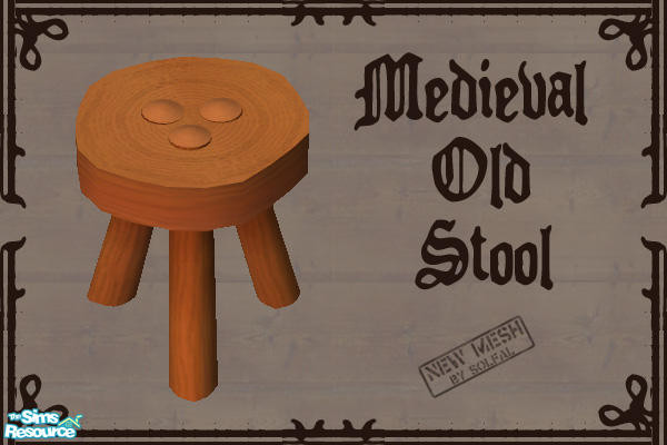 Sims 2 — Medieval Old Stool by solfal — Old style stool. Works like a diningchair