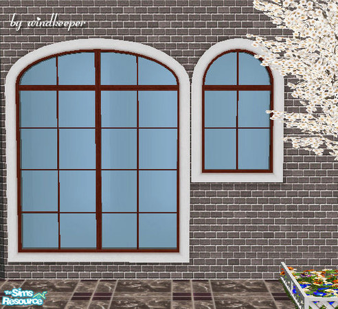 Sims 2 — Waterfront window - white n walnut by Windkeeper — Frame recolor for Waterfront window. Will work for all the