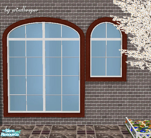 Sims 2 — Waterfront window - walnut and white by Windkeeper — Frame recolor for Waterfront window. Will work for all the
