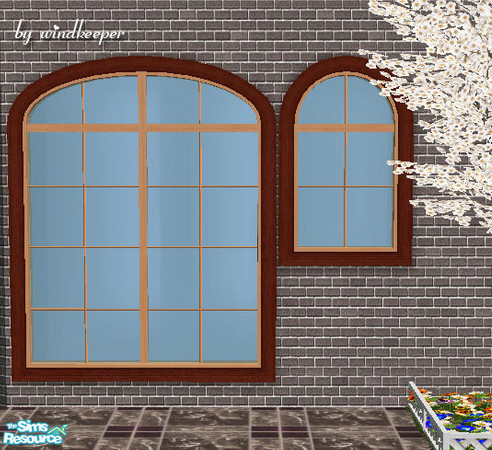Sims 2 — Waterfront window - walnut n light wood by Windkeeper — Frame recolor for Waterfront window. Will work for all