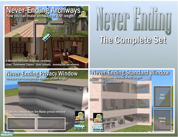 Sims 2 — The Never Ending Set by Cyclonesue — The Never-Ending Archway, Standard and Privacy Window sets - now all in one