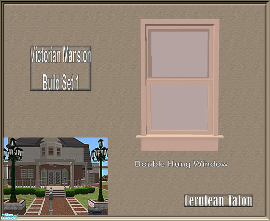 Sims 2 — Victorian Build Set 1 - Double Hung Window by Cerulean Talon — Windows and doors feature deep textures in a rich