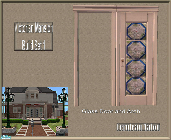 Sims 2 — Victorian Build Set 1 - Beveled Glass Door by Cerulean Talon — Windows and doors feature deep textures in a rich