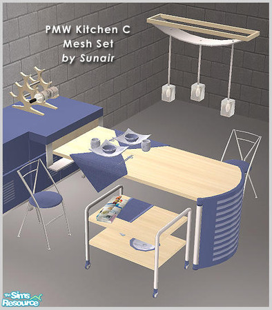 Sims 2 — PMW Kitchen C - Mesh set by Sunair — PMW Kitchen C - Mesh set (lightwood)