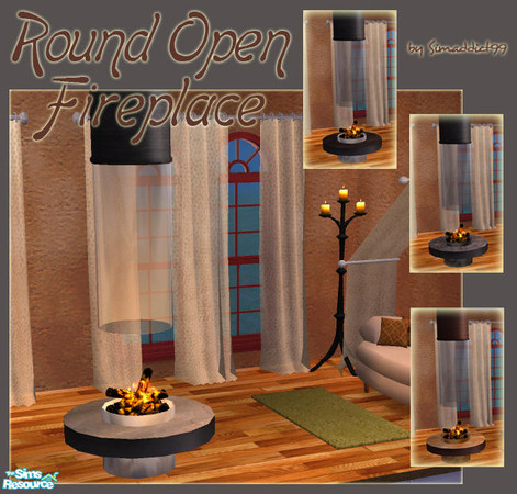 Sims 2 — Round Open Fireplace by Simaddict99 — Round, open sided, free standing fireplace. Note this is found under Buy