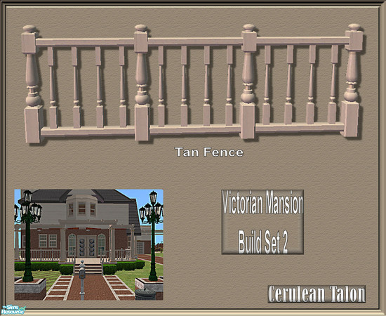 Sims 2 — Victorian Build Set 2 - Fence by Cerulean Talon — Rich sage and tan colors enhance the beautiful wood grains and