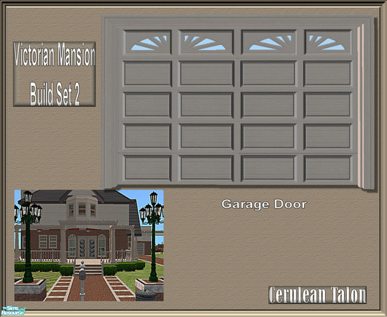 Sims 2 — Victorian Build Set 2 - Garage Door by Cerulean Talon — Rich sage with deep wood textures. 