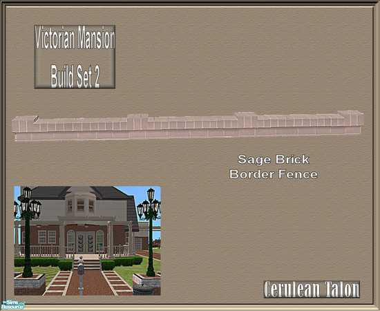Sims 2 — Victorian Build Set 2 - Tan Border Fence by Cerulean Talon — Rich sage and tan colors enhance the beautiful wood