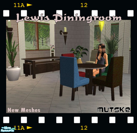 Sims 2 — Lewis Diningroom by Mutske — Contemporary casual diningroom in darkwood. Contains 5 new meshes. Also lightwood