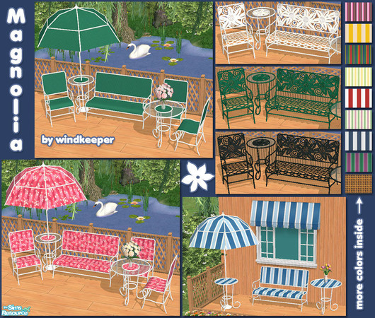 Sims 2 — Magnolia by Windkeeper — Create a romantic corner in your garden or on your deck with this set of garden and
