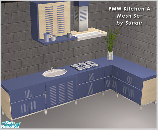 Sims 2 — PMW Kitchen A - Mesh set by Sunair — PMW Kitchen A - Mesh set (lightwood)