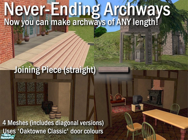 Sims 2 — Never-Ending Archway - Join (Straight) by Cyclonesue — Join Piece (straight). Now you can have archways as wide