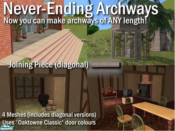 Sims 2 — Never-Ending Archway - Join (Diagonal) by Cyclonesue — Join Piece (diagonal). Now you can have archways as wide