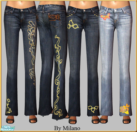 Sims 2 — Jeans with glitter patterns by milanokat — 
