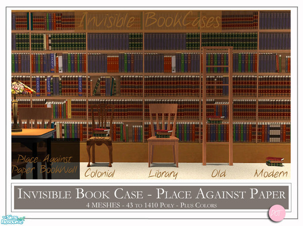 Sims 2 — Invisible Book Cases by DOT — Invisible Book Cases. See jsf wallpaper designs here on TSR. 4 Meshs Plus