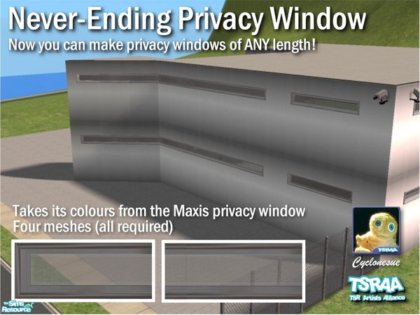 Sims 2 — Never-Ending Privacy Windows by Cyclonesue — Now your privacy windows can be as short or as long as you like