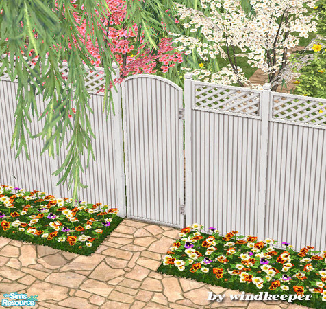 Sims 2 — White wood privacy gate by Windkeeper — Recolor of "Wooden privacy gate" from this set. Matches light