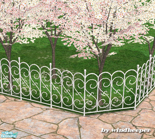 Sims 2 — White swirl fence by Windkeeper — <strong>At least one (any) expansion pack required.</strong> The fence will