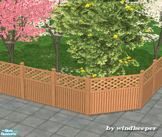 Sims 2 — Light wood lattice fence by Windkeeper — <strong>At least one (any) expansion pack required.</strong> The fence