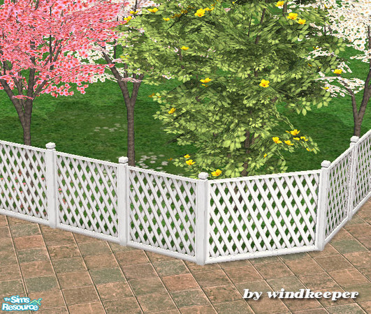 Sims 2 — White wood latice screen fence by Windkeeper — <strong>At least one (any) expansion pack required.</strong> The