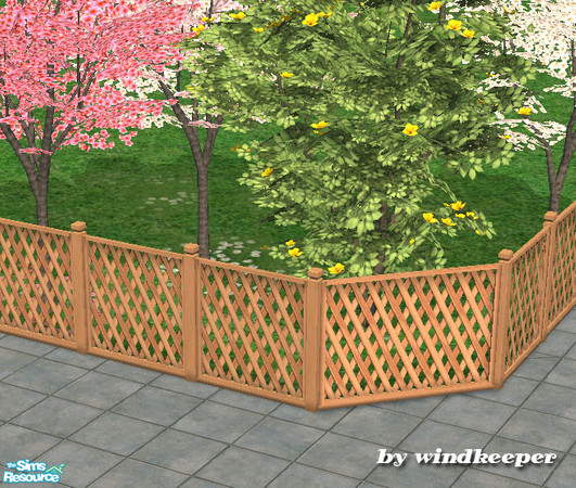 Sims 2 — Light wood latice screen fence by Windkeeper — <strong>At least one (any) expansion pack required.</strong> The