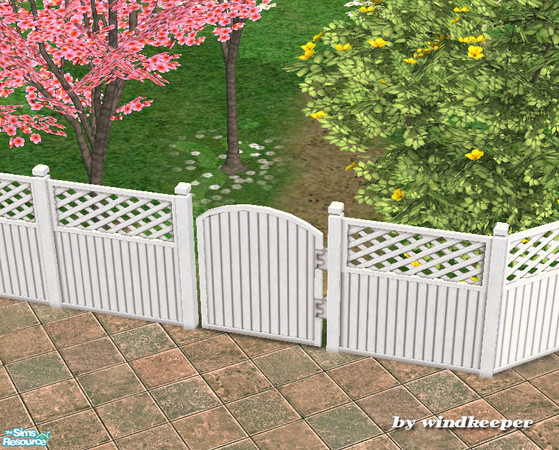 Sims 2 — White wood lattice short gate by Windkeeper — Recolor of "Wooden lattice short gate" from this set.