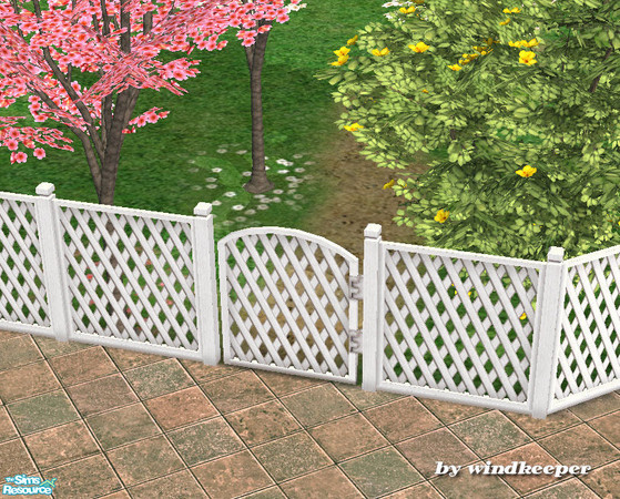 Sims 2 — White wood lattice screen gate by Windkeeper — Recolor of "Wooden lattice screen gate" from this set.