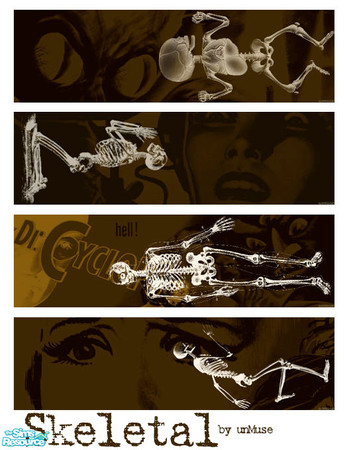 Sims 2 — Skeletal - art set by undefinedmuse — Dark \"Halloween-ish\" art for your haunted houses and more.